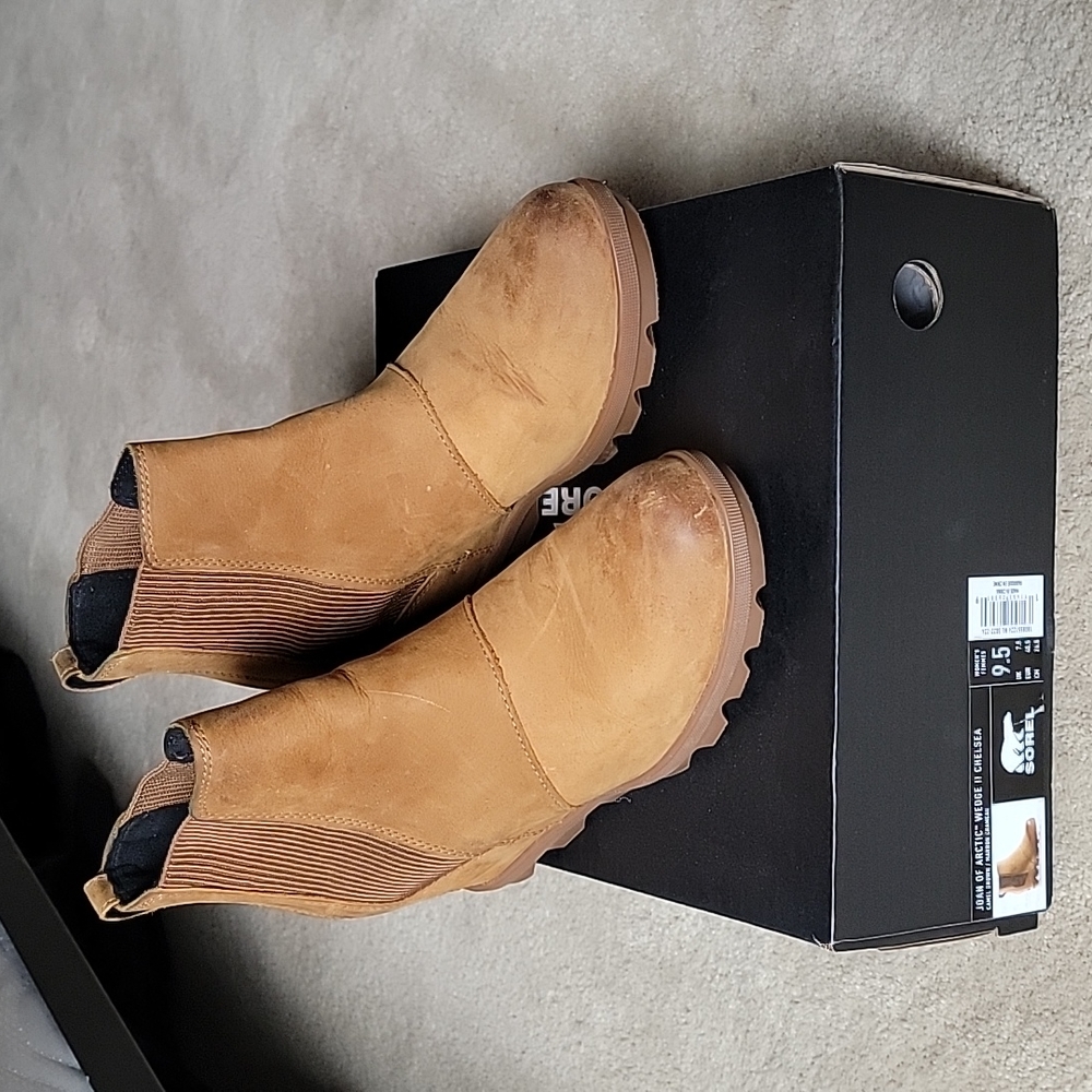 EUC Sorel Joan of Arctic wedge II chelsea in camel brown